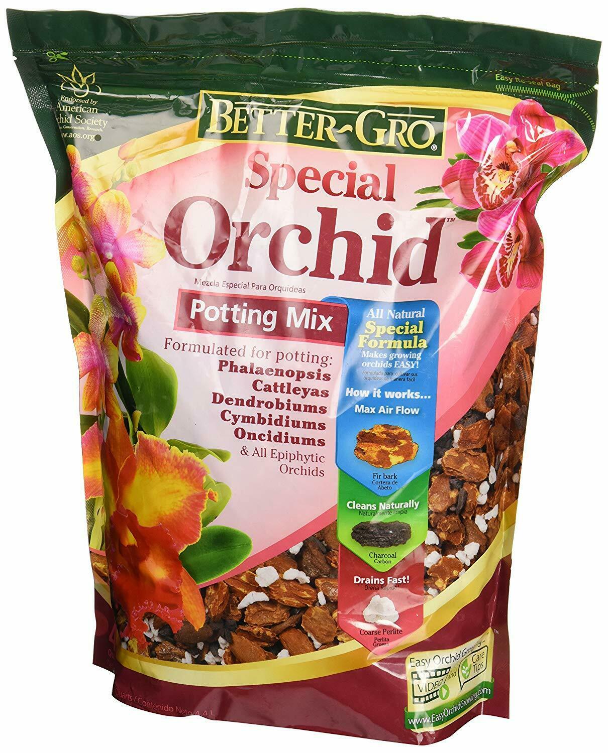 Better Gro Special Orchid Potting Mix Soil 4-quart Fir Bark Hardwood Charcoal