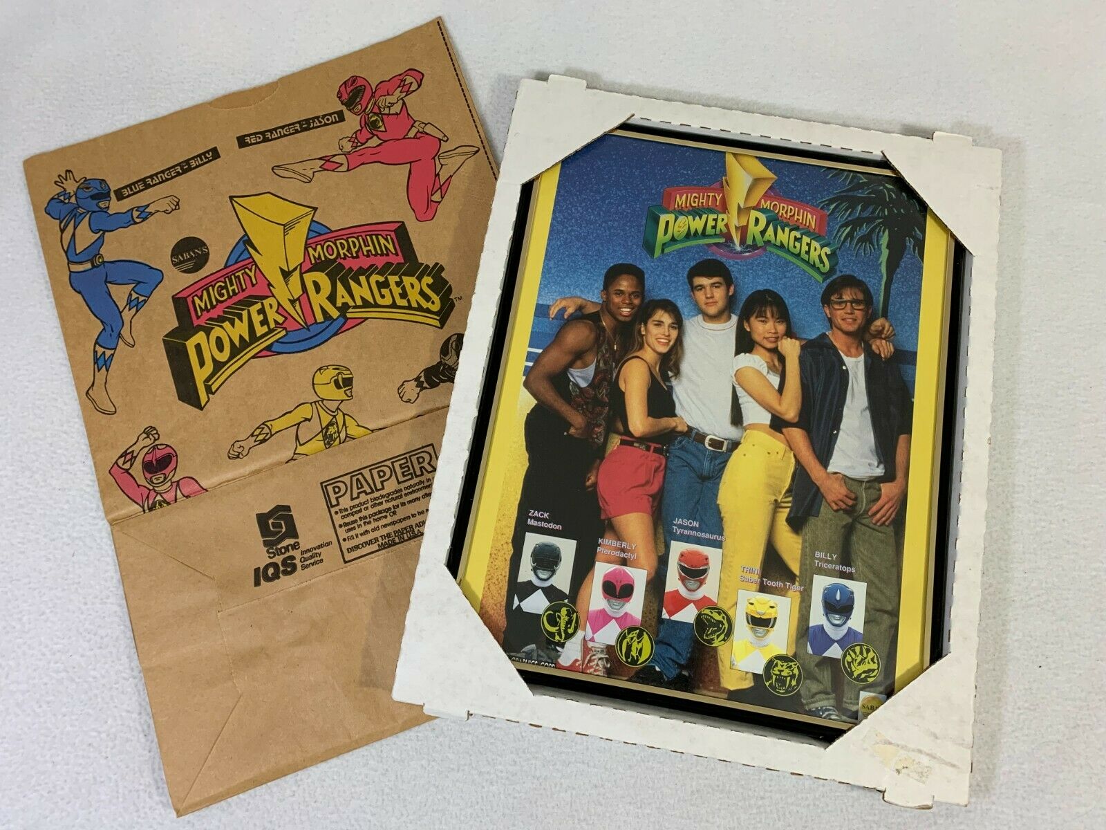 Mighty Morphin Power Rangers Vintage Framed Poster 1994 W/ Book Cover Bag E6866