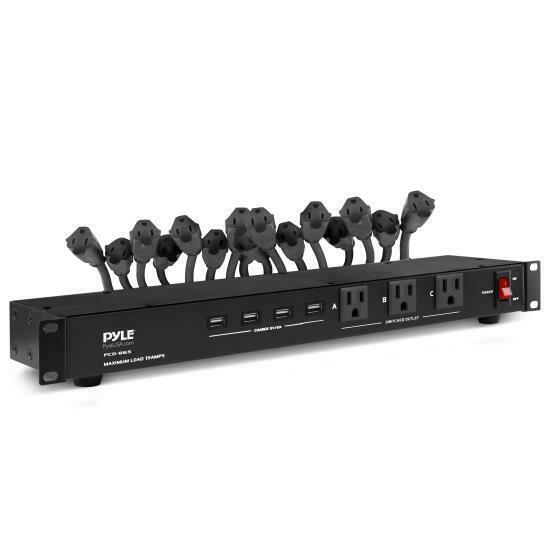 Pyle Pco865 Rack Mount Power Conditioner Strip Power Supply W/ Usb Charge Port