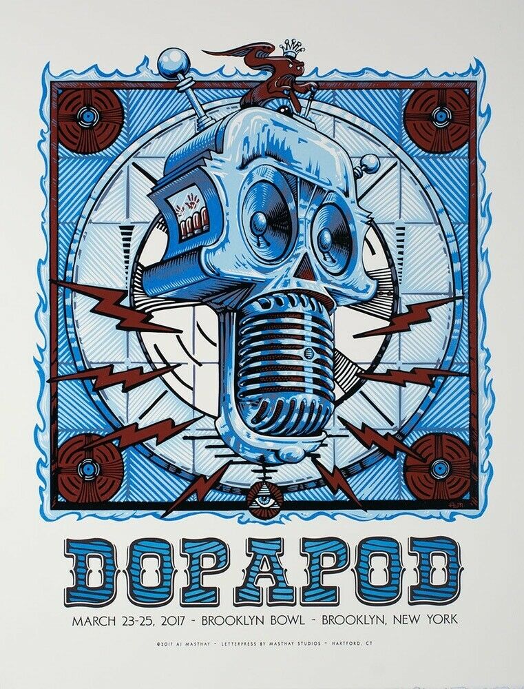 Dopapod - 2017 - Brooklyn Bowl - Las Vegas - Aj Masthay - Pigeons Ping - Poster