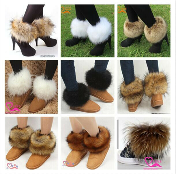 Fashion Women Warm Faux Rabbit/raccoon Fur Lower Leg Warmer Boot Shoes Cover