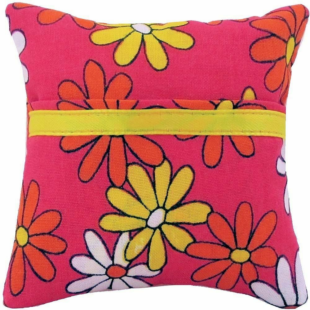 Tooth Fairy Pillow, Bright Pink, Daisy Print Fabric, Yellow Ribbon Trim, Girls