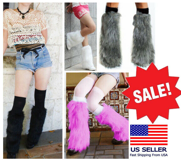 Soft Fuzzy Fluffy Furry Multi-colored Leg Warmer Boot Cuff Topper Fashion/rave