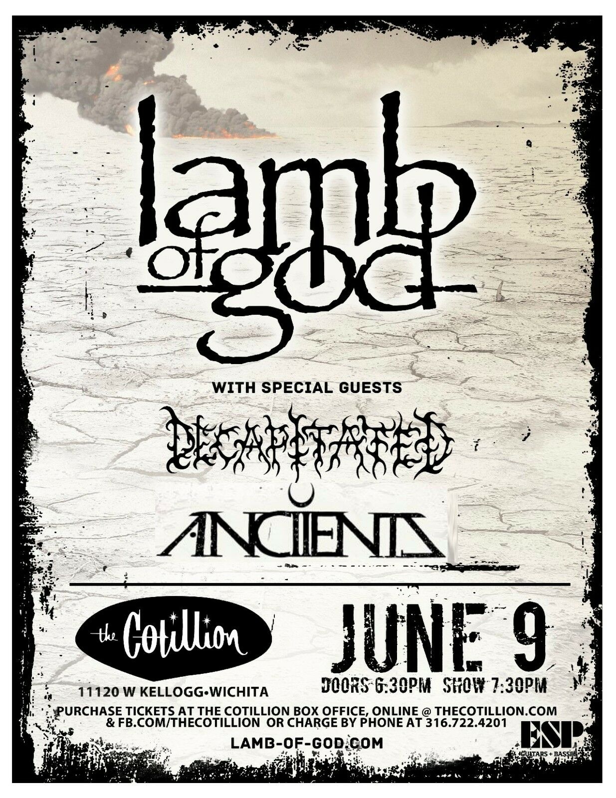 Lamb Of God /decapitated /ancients 2013 Wichita Concert Tour Poster-groove Metal