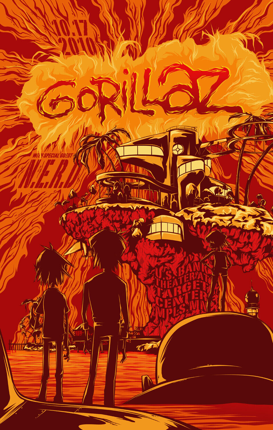 Gorillaz / N.e.r.d. 2010 Minneapolis Concert Tour Poster - Alt Rock Virtual Band