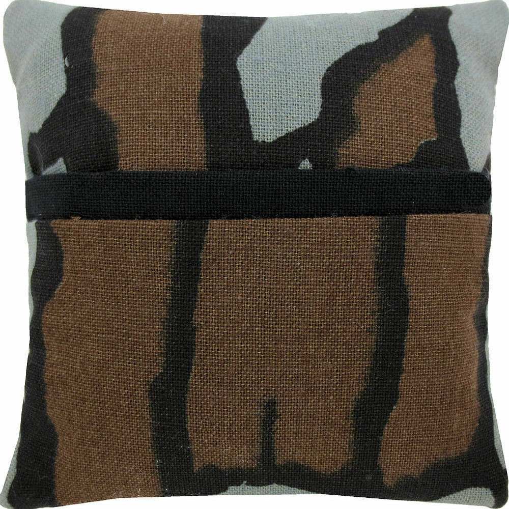 Tooth Fairy Pillow, Brown/grey/black, Camo Print Fabric, Black Bias Tape Trim