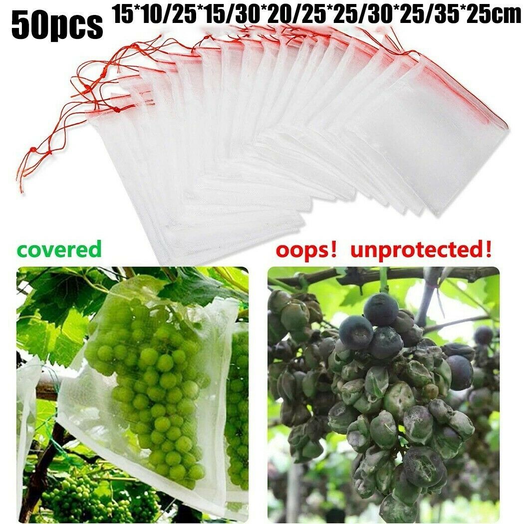 50 Pc Fruit Net Bags Agriculture Vegetable Protection Mesh Insect Proof