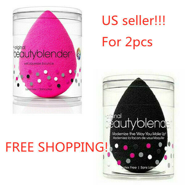 2pcs/set Original Beauty Blender Makeup Sponge Applicator Latex Free Pink/black!