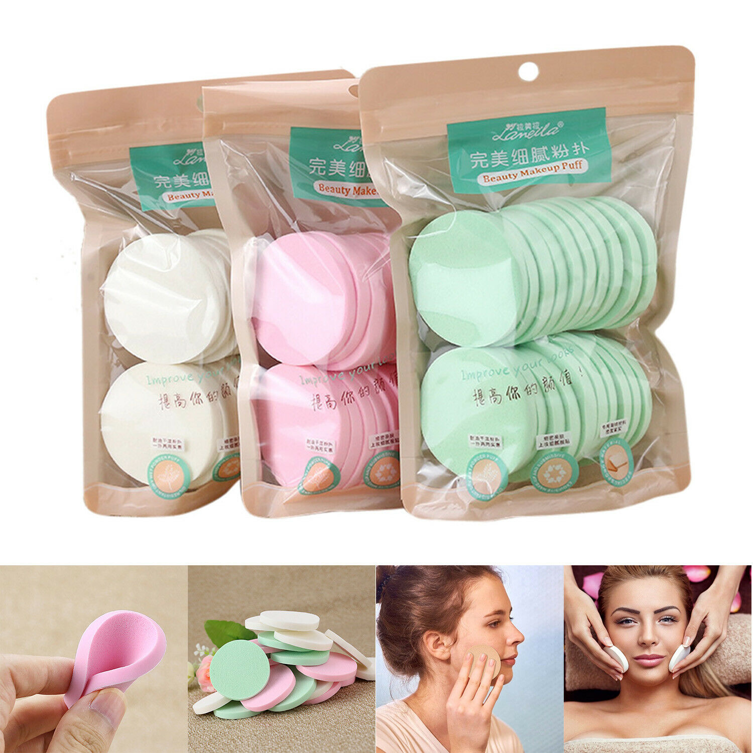 20pcs Soft Cleansing Sponge Natural Face Wash Puff Facial Cleaning Pad