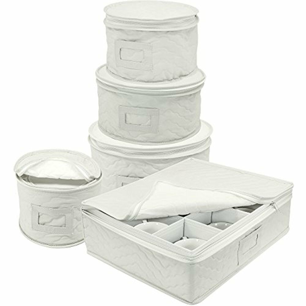 Sorbus Dinnerware Storage 5-piece Set Service For 12-fine China Case Protection