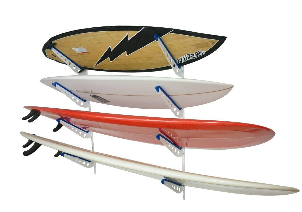 Metal Surf Storage Rack | Adjustable 4 Surfboard Wall Mount | Storeyourboard