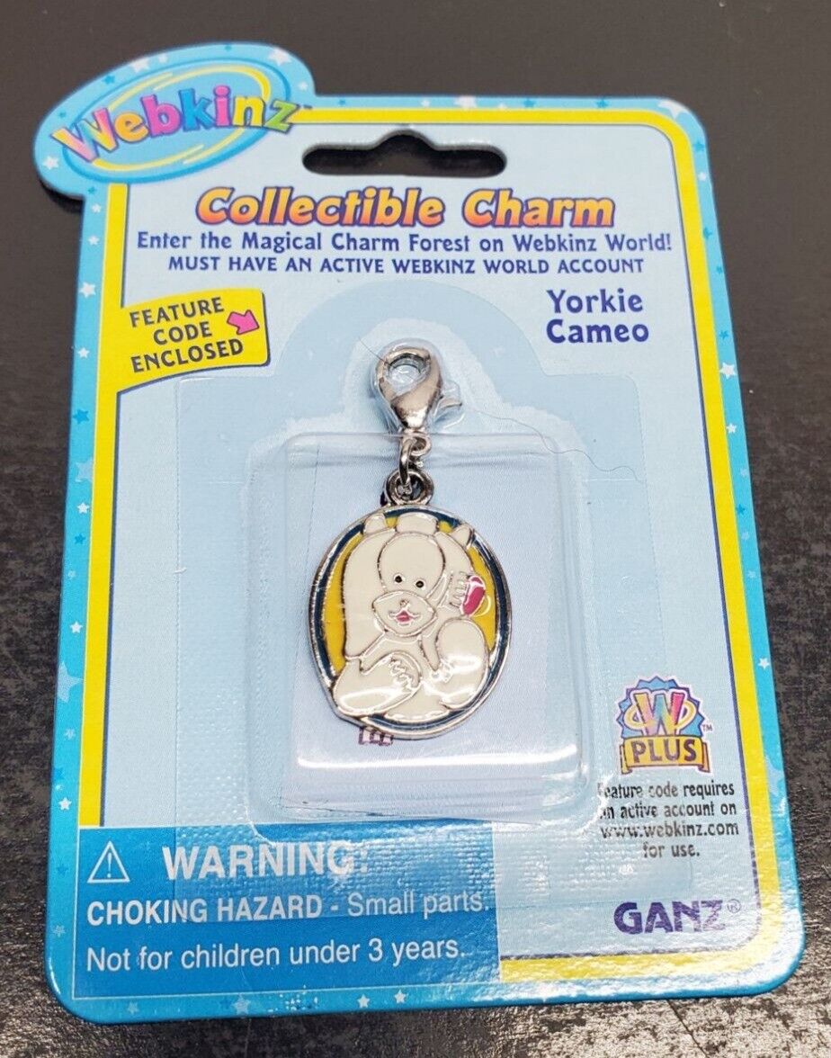 Ganz Webkinz Yorkie Cameo Collectible Charm - Brand New With Code