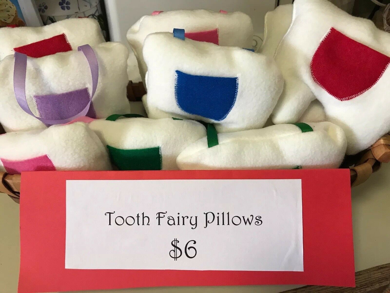 Custom Tooth Fairy Pillows Pink Blue Green Purple Plush Stuffed Handmade