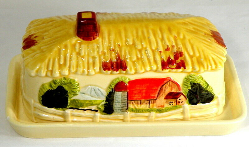 Vintage Marks & Rosenfeld Cottage Barn Country Theme Butter Dish