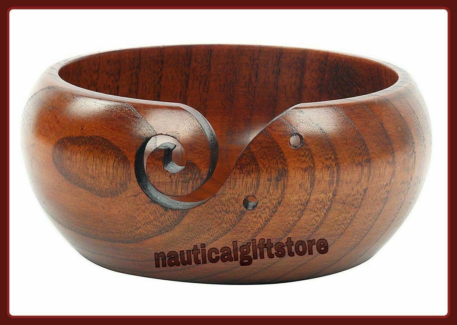 Rosewood Wooden Yarn Storage Bowl Perfect Yarn Holder For Knitting Gift Item