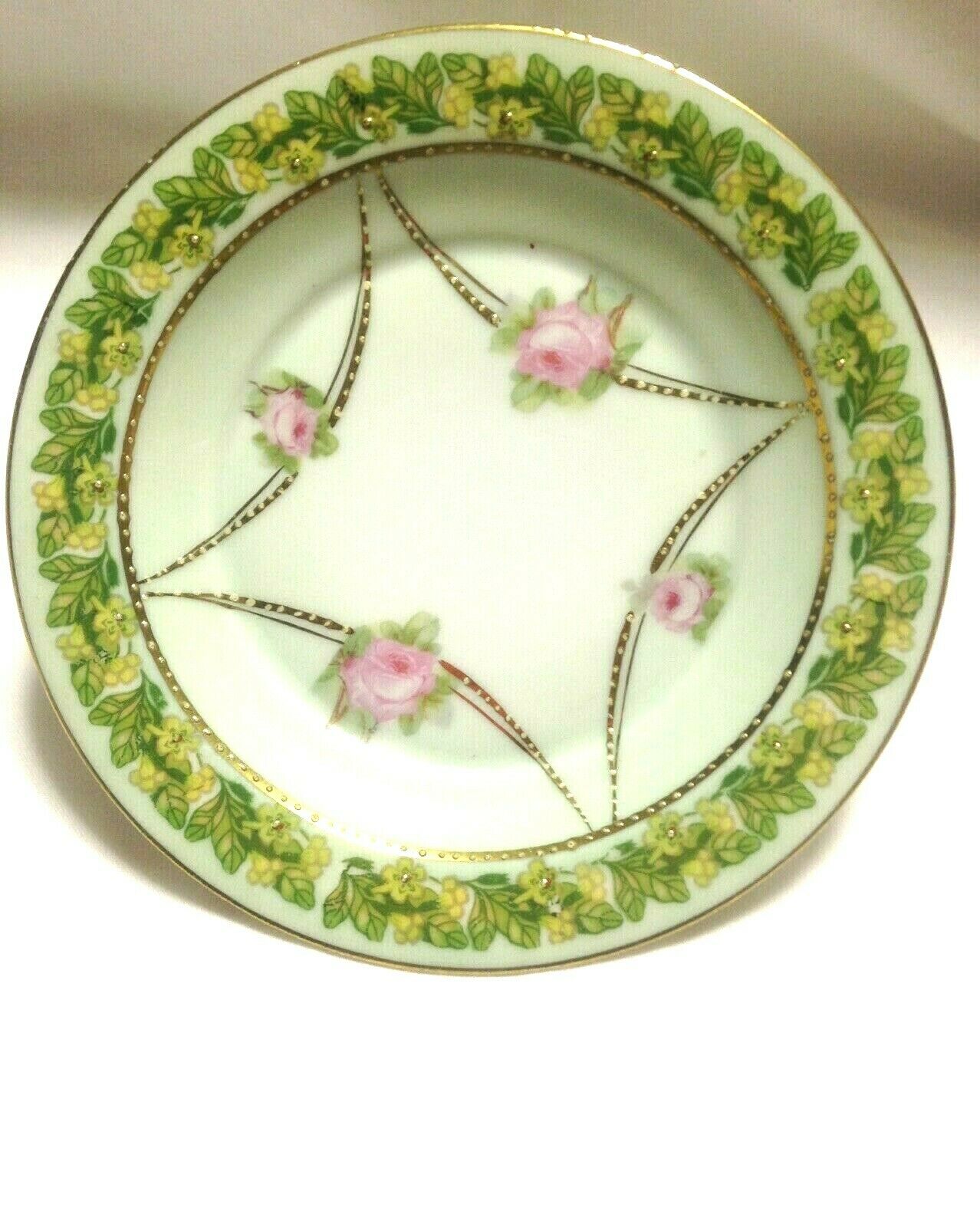 Carl Schlegelmilch Porcelain C S Prussia Green Gold Encrusted Butter Pat