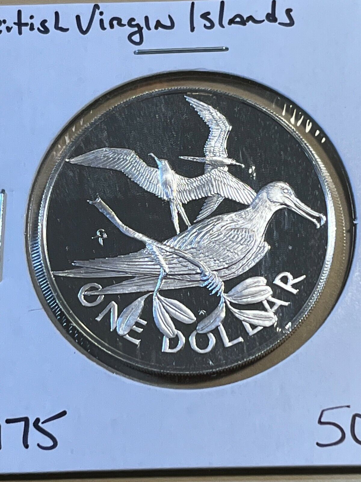 1975 British Virgin Islands 1 Dollar Magnificent Frigate Silver Proof Coin