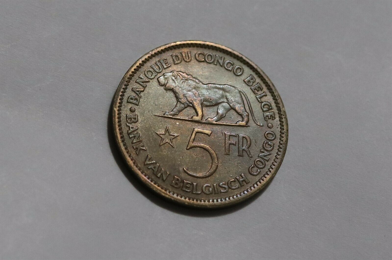 Belgian Congo 5 Francs 1937 Sharp Details B38 #k564.