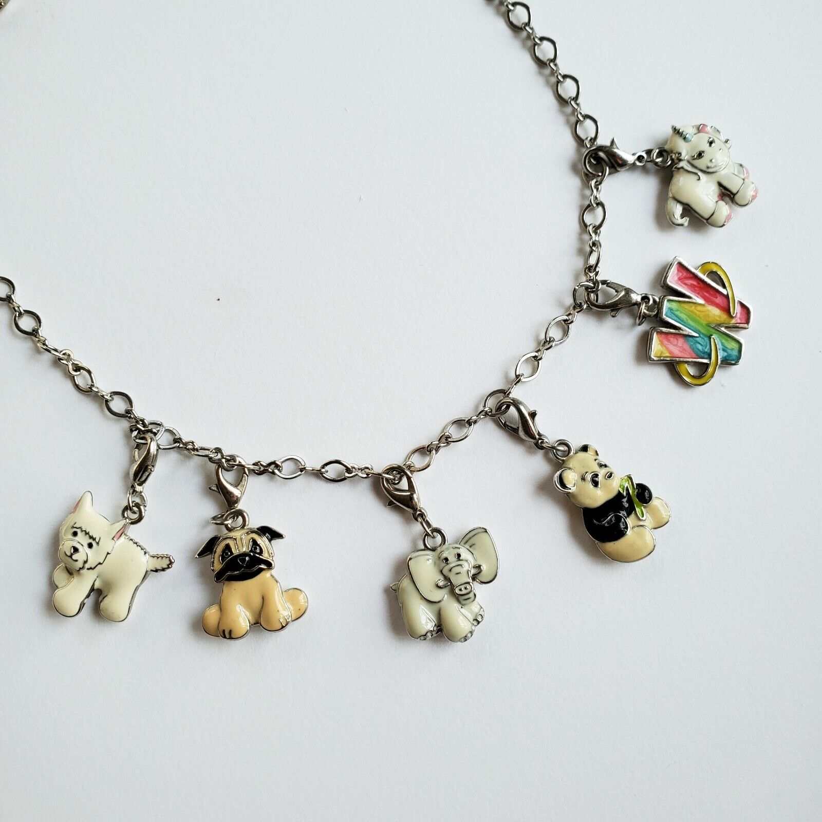 Webkinz Collectable Necklace Six Charms - Dogs Panda Unicorn Elephant  W