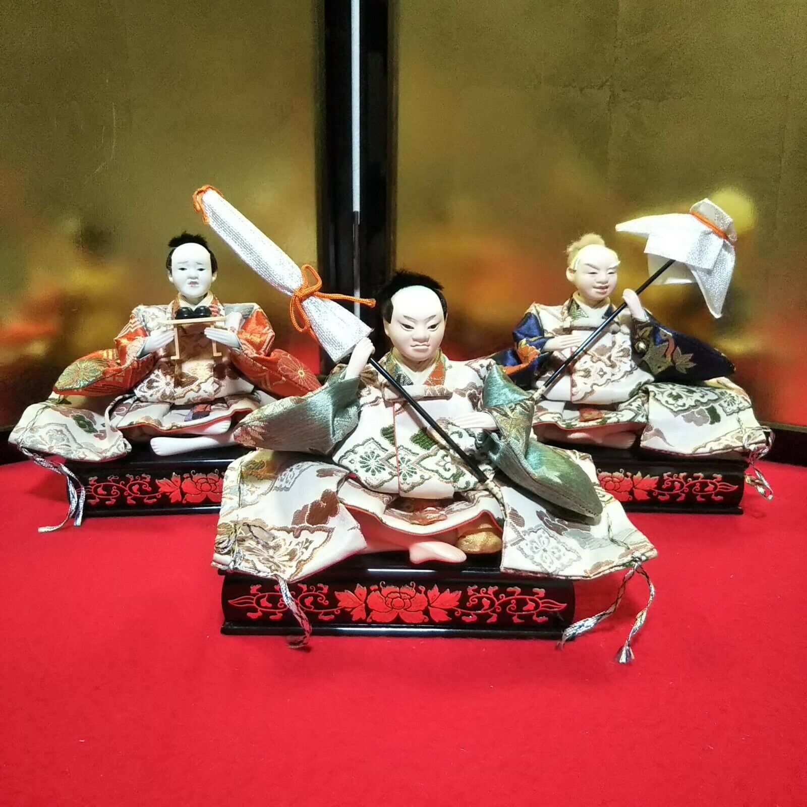 Lot 3 Vintage Japanese Samurai Warrior Doll Musha Figure Emperor Dolls