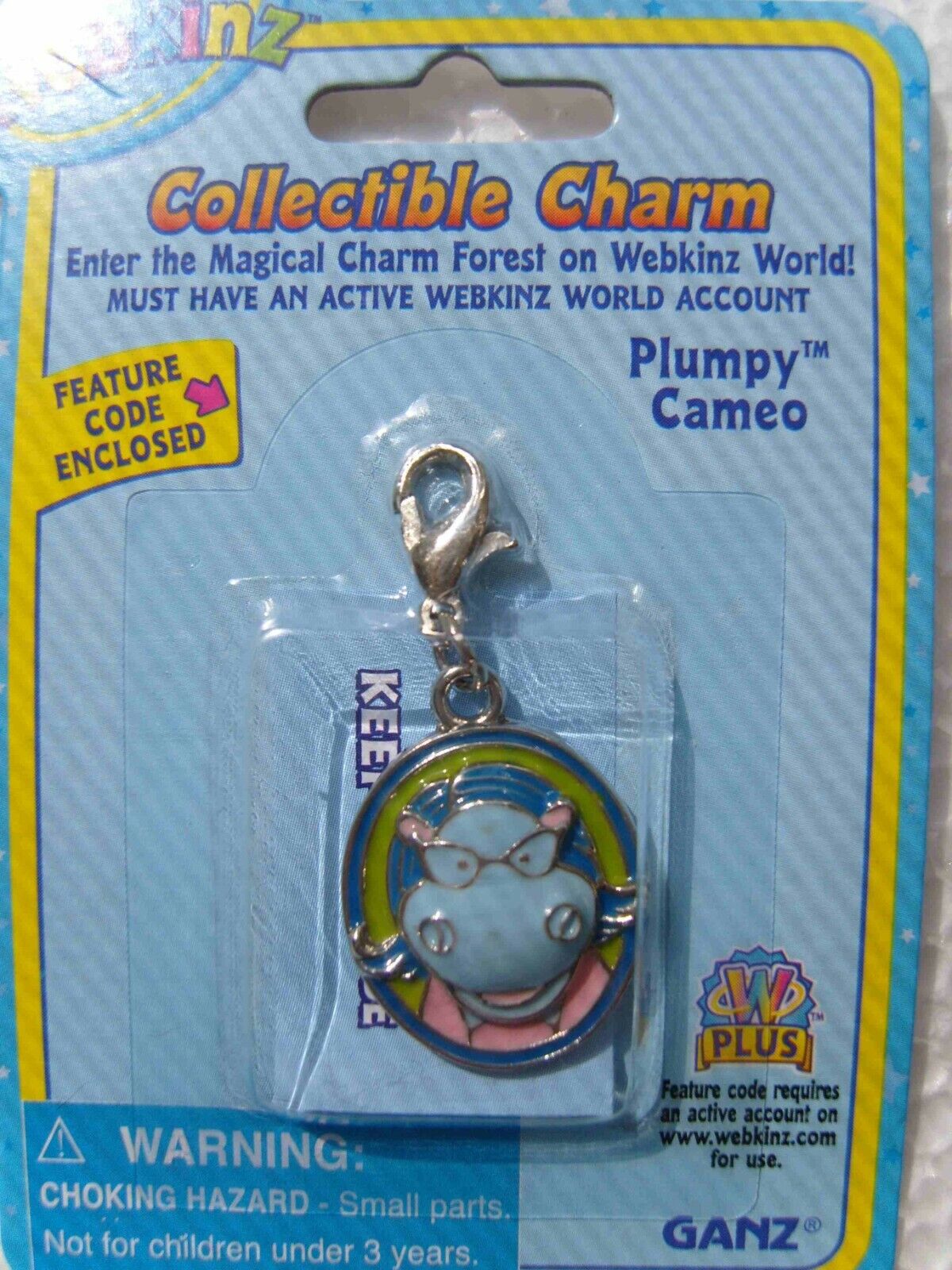 Rare Webkinz Plumpy Cameo Charm New Code Original Package Hippo Kids Jewelry Toy