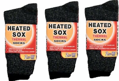 6 Pairs Thermal Socks Womens Mens Insulated Heated Winter Warm New #black