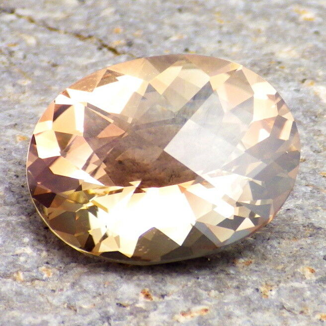 Peachy-gold Schiller Oregon Sunstone 7.94ct Flawless-large-german Cut-for Jewelr