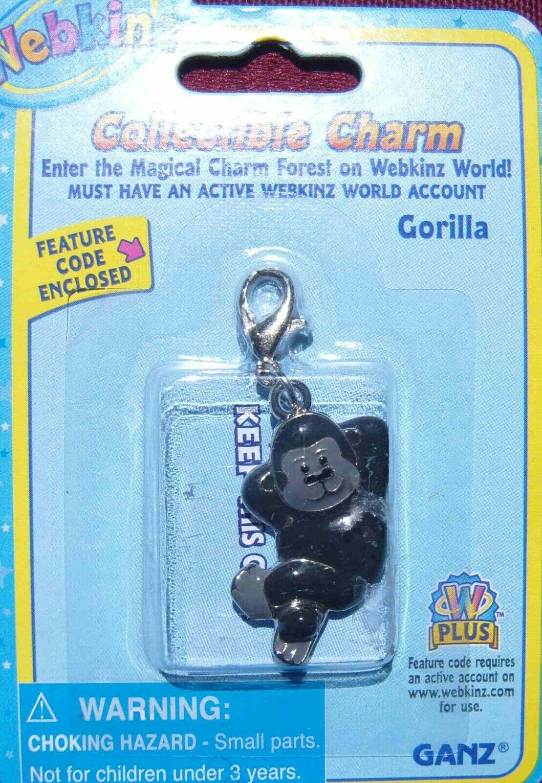 Rare Webkinz Gorilla Charm New With Code Original Package Kids Jewelry Toy