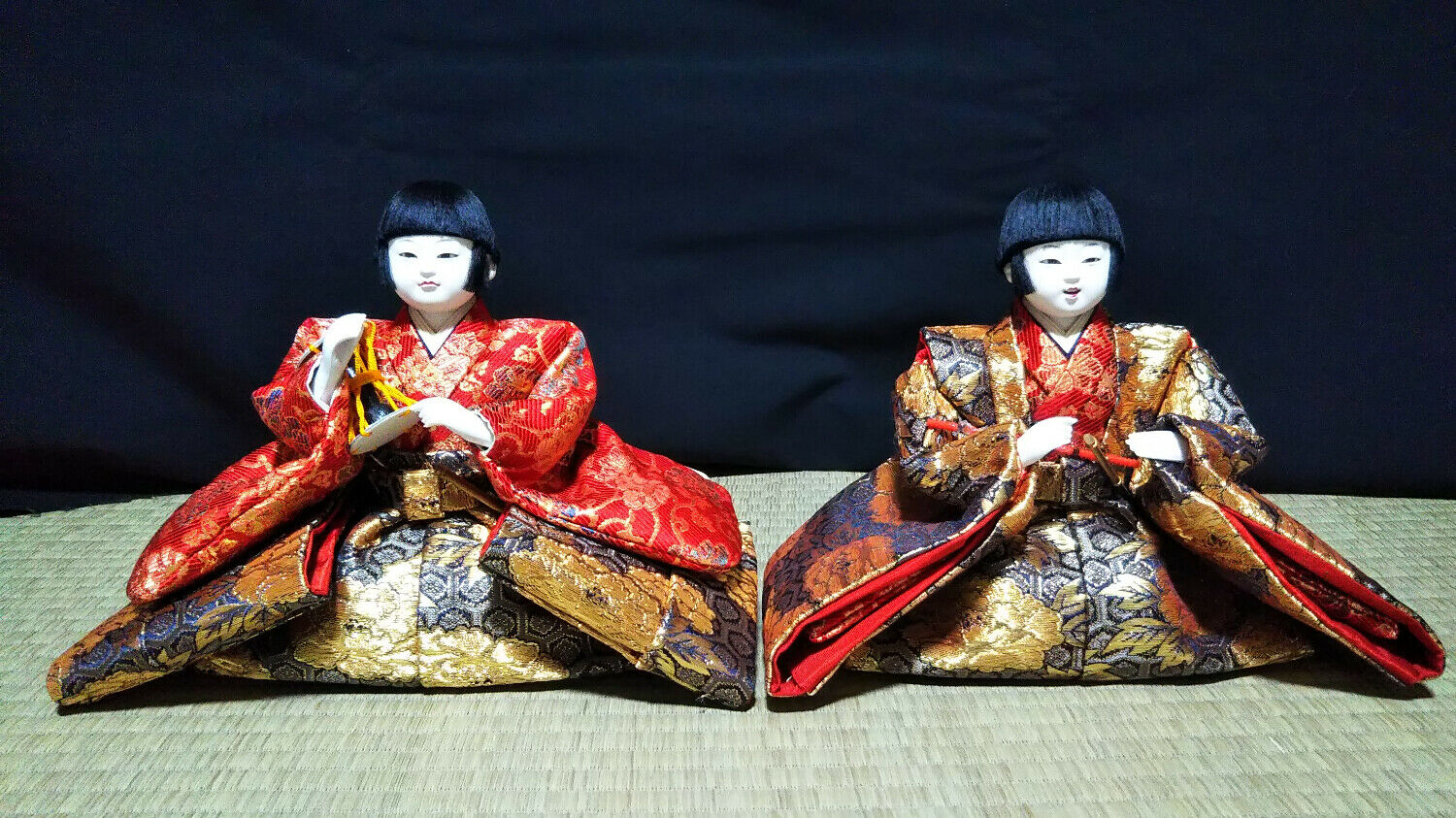 Lot Vintage Japanese Samurai Warrior 2 Dolls Boy Plush Figure Emperor Mint