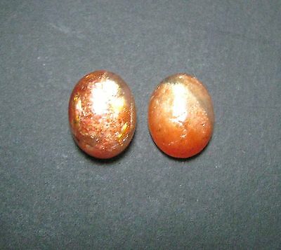 4.00 Cts 100% Natural Golden Sunstone Oval Shape Pair Size 7x9 Cabochons B756
