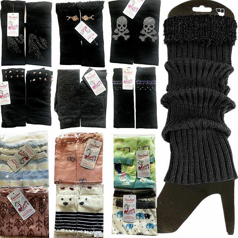 Women Leg Warmers Kids Girls Crochet Knit Ribbed Knee High Winter Boot Wool Sock