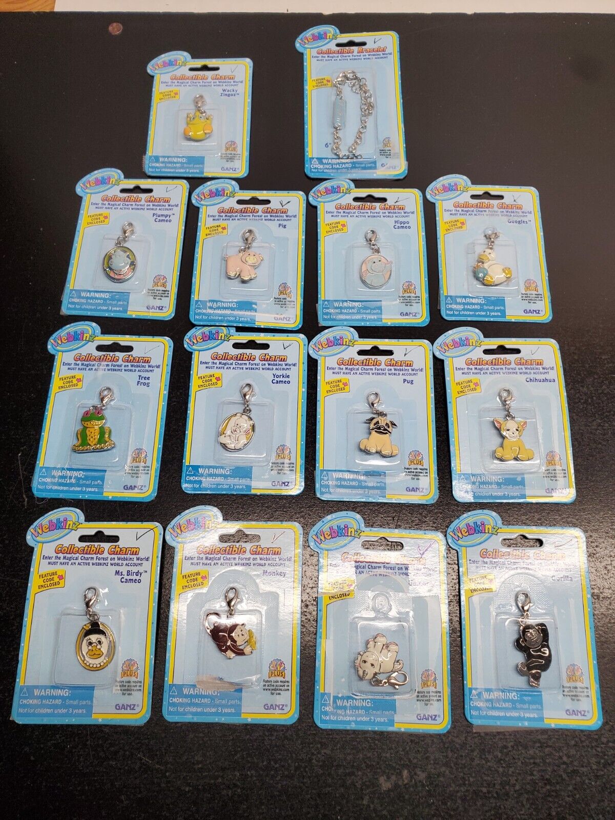 Lot 13 Ganz Webkinz Charms And 1 Bracelet - No Codes - In Packages