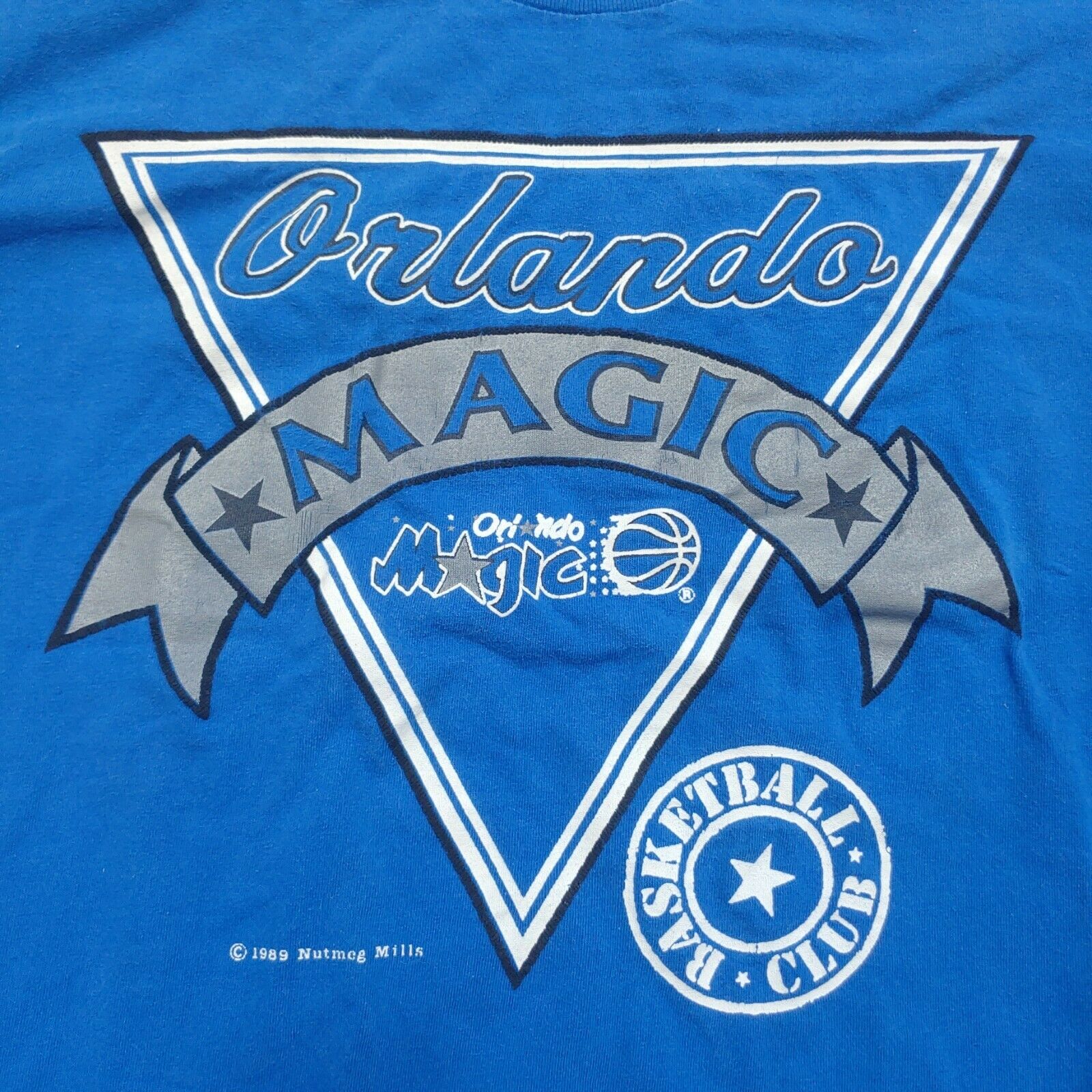 Vintage 1989 Orlando Magic T-shirt Blue Large Nutmeg Made In Us 100% Cotton