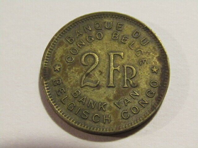 Belgium Congo 1947 2 Francs Coin