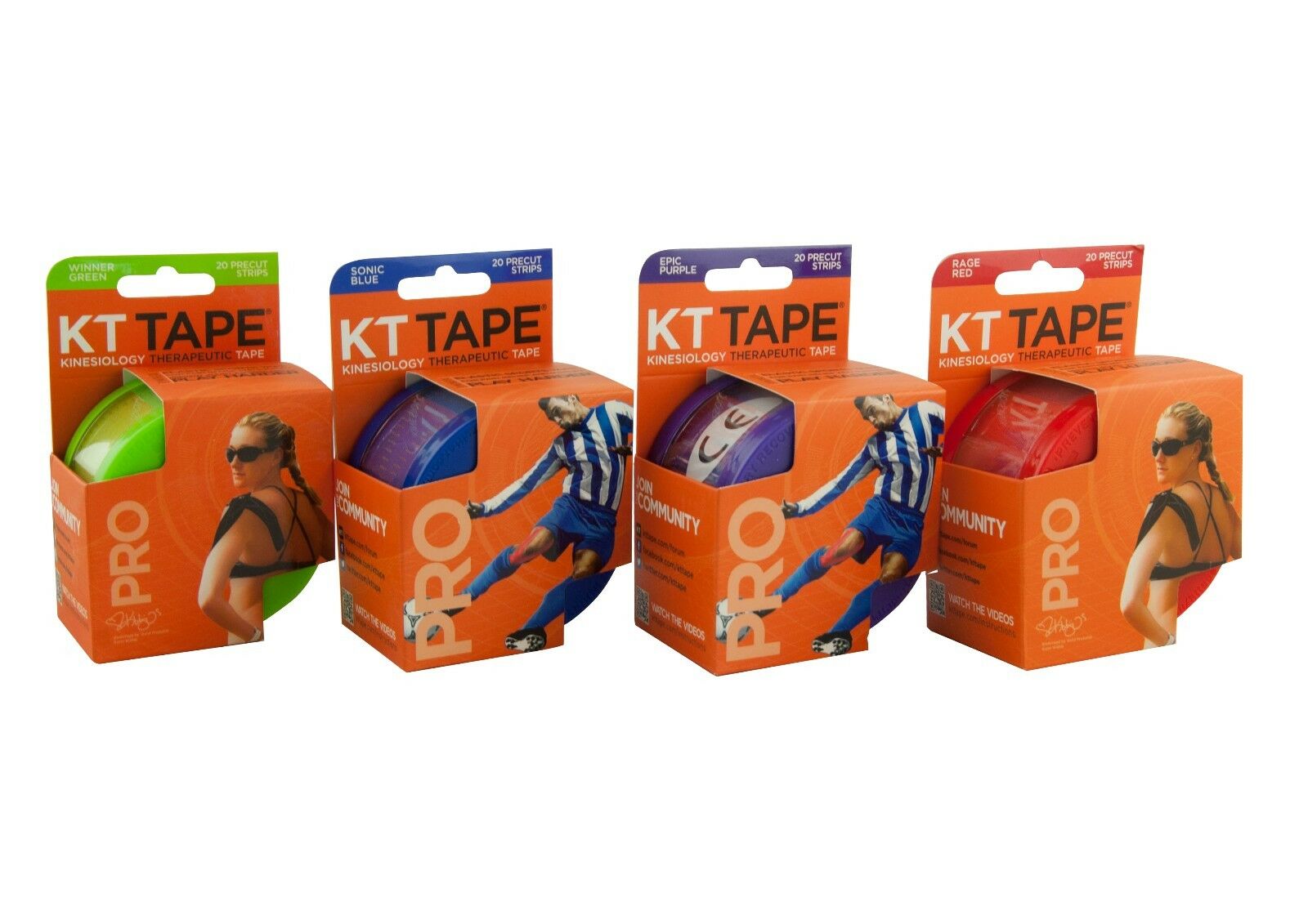 Kt Tape Pro Synthetic (pre-cut 20 Strips) | Fitness | Sports | Running | Colors
