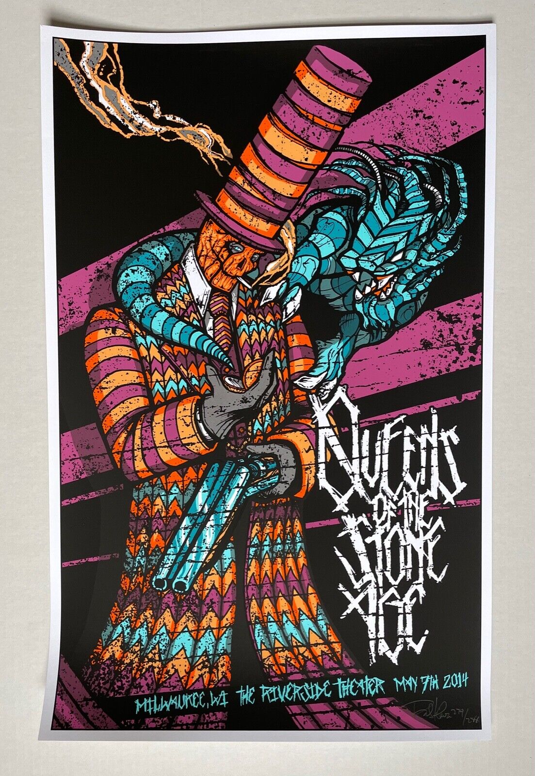 Queens Of The Stone Age Milwaukee Wi  2014 Silksreen Concert Poster Brad Klausen